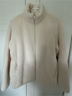 Uniqlo Plush Faux Sherpa Zip Jacket - Cream size medium